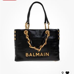 Balmain 1945 Crackled Soft Leather with Gold Chain Detail